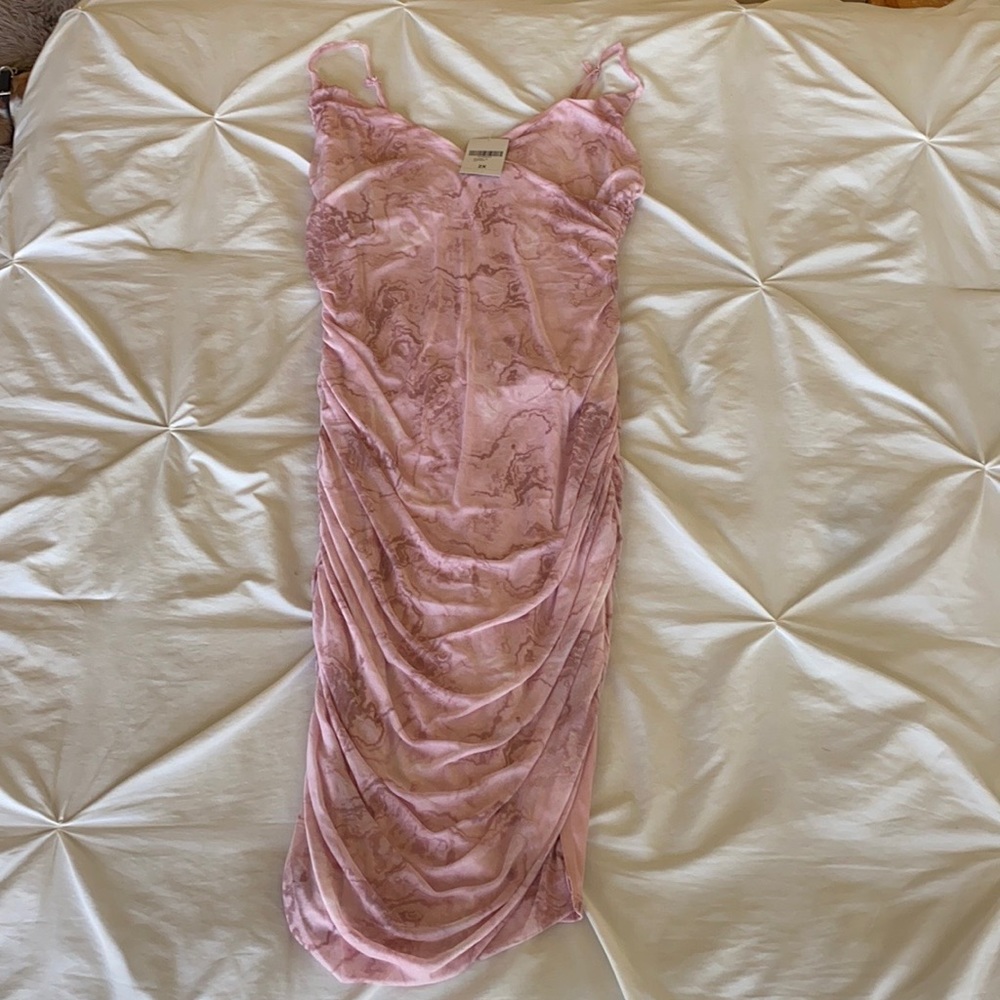 Pink Ruched Bodycon Forever 21 Dress Size 2X